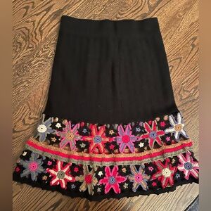 100% Merino Wool Peruvian Trading Co floral woven midi skirt made in Peru